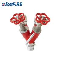 Okefire Robinet à boisseau sphérique en aluminium 1 3/4 pouces, haute qualité, 2 voies, pour la lutte contre l'incendie, avec raccord de dérivation d'eau