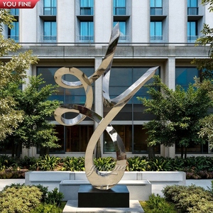 YOUFINE工厂解决方案提供商定制办公楼户外现代镜子抛光不锈钢抽象雕塑 - Product Image 4
