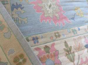 Tapis en laine Oushak bleu moderne personnalisable noué à la main tailles 9x12 & 10x14 motif abstrait pour chambre d'enfant maison-cadeau - Product Image 6