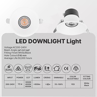 Downlight LED COB IP65 réglable, downlight mural encastré, éclairage encastré dimmable, éclairage pour la maison, l'hôtel, 10W, 90mm, saa ce spotlight