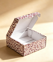 Boîte d'expédition en carton ondulé personnalisée, écologique, recyclable, réutilisable, motif feuille artistique, blanc laiteux, vente en gros