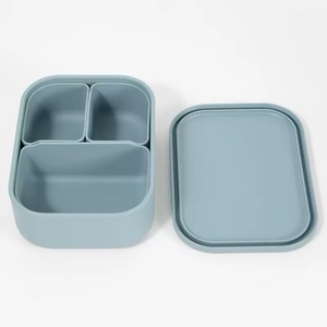 Boîte à lunch en silicone étanche Boîte à bento de qualité alimentaire avec 3 compartiments amovibles Conception de conservation pour enfants et adultes - Product Image 6