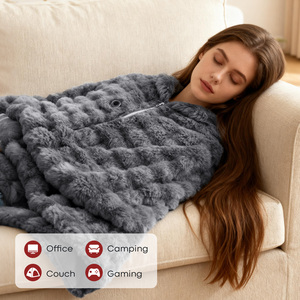 بطانية صوف أرنب ناعمة للغاية وعصرية 100% بوليستر، بطانية فلانيل سميكة حرارية، بطانية خفيفة الوزن من المخمل المرجاني للسفر - Product Image 1