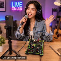 Console de mixage audio professionnelle 5 canaux Bluetooth USB avec alimentation fantôme 48V, égaliseur 2 bandes, console de mixage DJ compacte pour diffusion en direct et karaoké