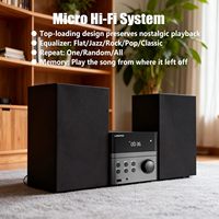 Système stéréo domestique 2.0 canaux 2 x 15 W haute fidélité pour lecteur CD, enceintes avec radio FM, compatible smartphone (noir)