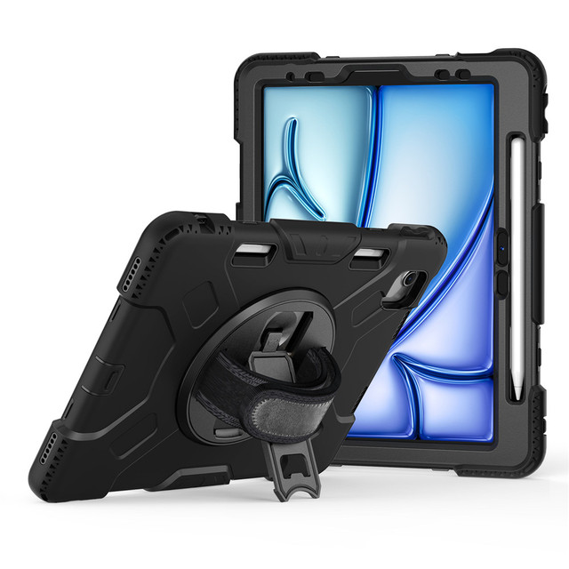 Heavy Duty 360 Rotating Hand Strap Kickstand Shockproof Rugged Tablet Case for iPad Air 6 Gen 11 Inch 2024 Air 4 5 10.9 Pro 11