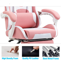 Vente en gros Chaise de jeu rose mignonne avec oreilles de chat Chaise d'ordinateur ergonomique avec repose-pieds Chaise de jeu PC inclinable pour fille ado enfants