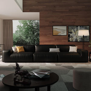 Итальянский кожаный диван, большая черная корова, гостиная, размер квартиры, полностью кожаный диван из воловьей кожи, прямая комбинация - Product Image 2