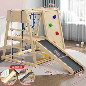 Estructura de escalada de madera para interiores para niños, con tobogán y columpio, para niños de 4 a 6 años, estructura de juego para el hogar - Product Image 3