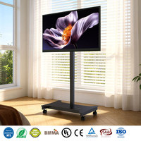 Carrito de TV Eléctrico con Altura Ajustable, Soporte de TV Motorizado, Control Remoto por Aplicación, Carrito de TV Móvil de Acero Laminado en Frío de Alta Resistencia