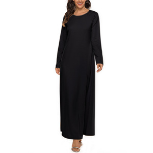All'ingrosso islamico musulmano <span class=keywords><strong>sotto</strong></span> Abito Abito in tinta unita manica lunga cotone misto Abito interno sottoveste per Abaya - Product Image 3