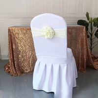 Nouvelle Écharpe de Chaise en Satin Doré Imprimé avec Volants, Réutilisable, pour Mariage, Banquet, Maison, Hôtel, Fête, Décoration de Chaise
