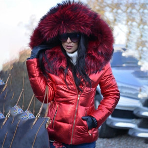 Bubble Coat invernale imbottito in cotone con vera pelliccia di Racoon - Product Image 2