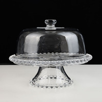 Serveur de gâteau en verre Transparent rond Sushi spectacle assiette fruits pain biscuits présentoir avec couverture Restaurant vaisselle de mariage