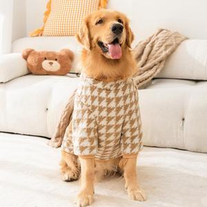 Vêtements pour chien d'hiver automne, motif pied-de-poule, en coton polaire, pour Golden Retriever, Samoyède, classique, XS, chaud pour grand chien - Product Image 2