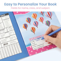 Cahier d'exercices scolaires personnalisé avec table de conversion métrique sur la couverture arrière, cahier de mathématiques pour enfants