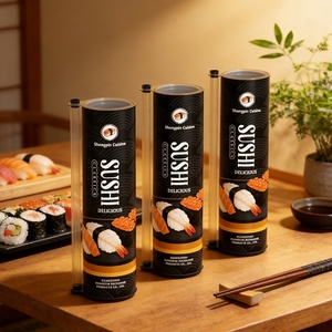 Tube en papier cylindrique pour sushi, emballage de sushi, imprimé sur mesure, écologique, de qualité alimentaire, Suka - Product Image 1
