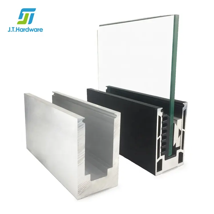 Aluminium Sicherheits balustraden Hardware Aluminium Metall Rahmenloses Profil U-Kanal Klemme Glas <span class=keywords><strong>geländer</strong></span>