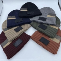 Chapeaux d'hiver unisexes avec broderie 3D et logo personnalisé, chapeaux tricotés chauds à rayures verticales épaissies, résistants au froid, chapeau d'hiver tendance