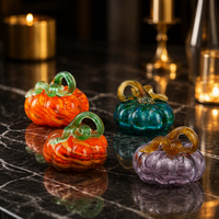 Ornement de citrouille en verre de style Murano fait main pour Halloween, Thanksgiving, décoration d'automne, cadeau coloré pour la récolte d'automne