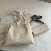 Nouveau Sac à Main en Cuir PU Souple 2026, Motif Crocodile Rétro, Grande Capacité, Ensemble de 3 Pièces, Sacs Fourre-Tout pour Femmes avec Portefeuille