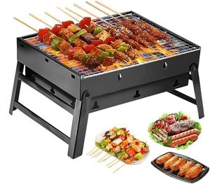 Parrilla Portátil Plegable Multifuncional de Acero Negro para Exteriores, Estilo Tradicional, Acabado Electrochapado, para Asar en Casa - Product Image 1