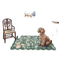 3x6 Non Slip Washable Faux Cashmere Kitchen Runner Rug Floral Scalloped Carpet Hallway Entryway Bedroom Rubber Backing Farmhouse