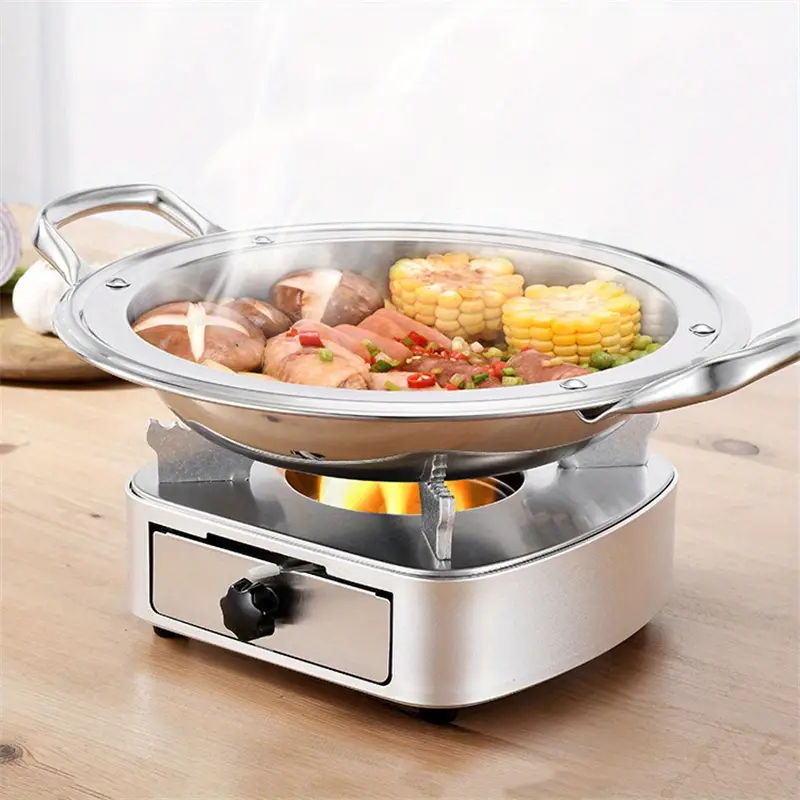 Réchaud à Alcool Camping Miniature – Avec Couvercle Anti-feu, Coupe-vent, Ultra Léger, Couleur Or