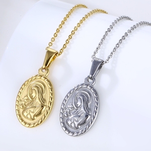 Olivia grosir 18k emas disepuh antik Medallion koin Mariana liontin bulat Dainty kalung Fashion perhiasan untuk wanita pria - Product Image 3