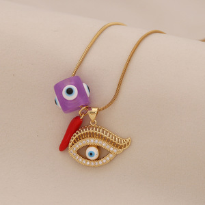 Joyería de Moda Vintage para Mujer, Bijoux de Acero Inoxidable con Baño de Oro de 18K, Dijes de Protección de Esmalte Colorido, Amuleto de Ojo Turco y Hamsa, Regalo - Product Image 3