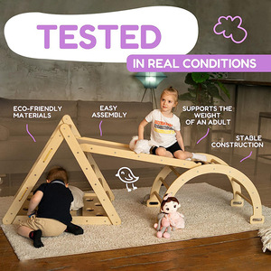 Wooden Climbing <b>Frame</b> Triangular Shape Versatile Indoor <b>Play</b> Structure For Children Gymnastics Training - Product Image 4