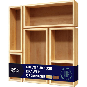 Çok kullanımlı önemsiz çekmece tepsi mutfak aleti tutucu 5 adet 7 adet bambu ahşap çekmece organizatör seti mutfak banyo ofis için saklama kutusu
