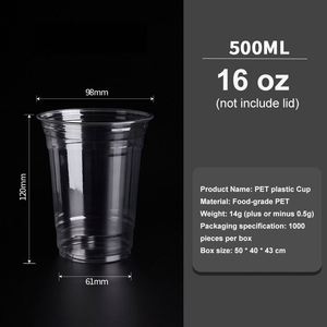 Gobelets à café jetables en plastique transparent avec logo personnalisé, 12 oz et 16 oz, gobelets transparents pour boissons froides, café glacé, pour cadeaux - Product Image 2