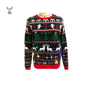Унисекс с круглым вырезом высокого качества на заказ жаккардовый вязаный Рождественский свитер