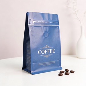 Sacs d'emballage pour café personnalisés à fond plat avec valve unidirectionnelle et fermeture éclair de qualité supérieure - Product Image 1