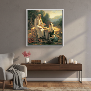 Modern Jesus Christ Canvas Art: Elegant Christian Home Decor Print,WHITE <b>FRAMED</b> CANVAS - Product Image 3