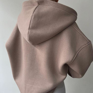 OEM Solid Color Customized New Activewear <strong>Women</strong> Sports Outfit <strong>Hoodies</strong> 100% Cotton Loose <strong>Zipper</strong> Ladies Sweatshirts - Product Image 4