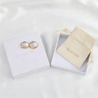 Sac à cordon en microfibre de haute qualité, couleur crème ivoire, 7*8 cm, petit format, avec logo personnalisé, pour cadeaux de mariage, emballage de boucles d'oreilles, colliers et bagues
