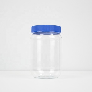 Airtighte large packing bottle pet plastic cookie food storage jar Pet Plastic Jar With Plastic Lid for kitchen