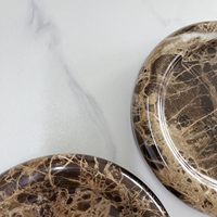 Plat à bijoux en marbre travertin naturel plat de bibelot pour anneau boucle d'oreille rond plateaux décoratifs en marbre cadeau pour femme