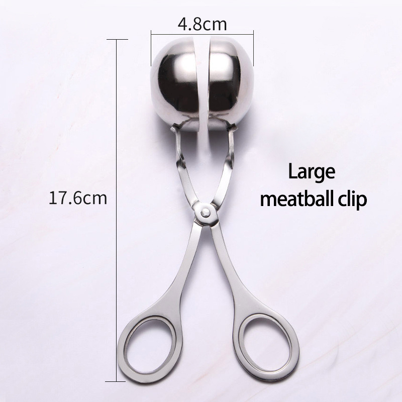 Large stainless steel meatball clip