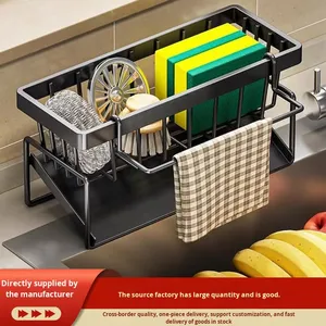 Panier d'égouttage multifonctionnel pour évier Support pour torchons de comptoir pour le rangement de la cuisine Support pour <span class=keywords><strong>liquide</strong></span> <span class=keywords><strong>vaisselle</strong></span> - Product Image 3