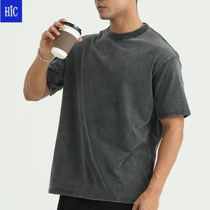 Hic 2025 Mới Biểu Tượng Tùy Chỉnh 280Gram Nặng 100% Cotton Làm Cũ Rửa Lỏng Vòng Cổ Ngắn Tay T-Shirt - Product Image 1