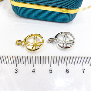 Accesorio de Plata S925 para Colgante, Soporte Vacío para DIY con Cuentas Redondas Planas de 11-12 mm, Producto para Collar con Dije 30547 - Product Image 4