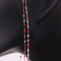 Chaîne plate en or 14 carats plaqué or/argent S925 de 1,5 mm avec perles émaillées roses colorées pour la fabrication de bijoux permanents