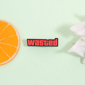 Broches en émail sur le thème des jeux vidéo 'Wasted' et 'Red Death Alert Screen', Meme Gamer, Bijoux en gros - Product Image 2