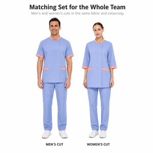 Set Uniforme per Personale di Pulizia, Tunica per Cameriere di Hotel, Manica 3/4 con Finiture <span class=keywords><strong>a</strong></span> Contrasto, Abbigliamento da Lavoro per Addetti alle Pulizie, Logo Personalizzabile - Product Image 6