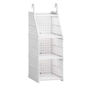 Hanging Wardrobe Storage Rack 3 Tier Vertical Organizer For Closet Bedroom Clothing Shoe Storage Hook Type Rectangular - Product Image 5