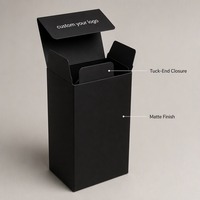 Minimalistische Mattschwarze Starre Geschenkbox mit Individueller Bedruckung für Kosmetik, Parfüm, Duft, Tuck-End Faltkarton, Luxusverpackung