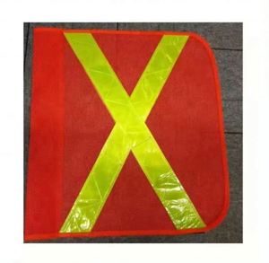 Bandera de Seguridad Vial de PVC para Exteriores, Color Naranja, con Cinta Reflectante y Asta de Fibra de Vidrio, Gran Venta - Product Image 5